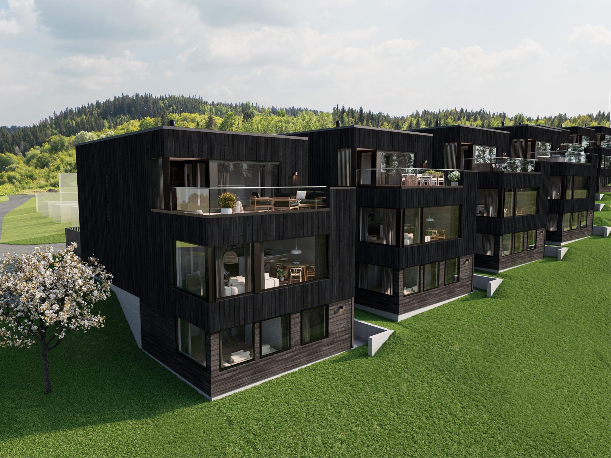 Leiligheten ligger i sokkeletasjen.